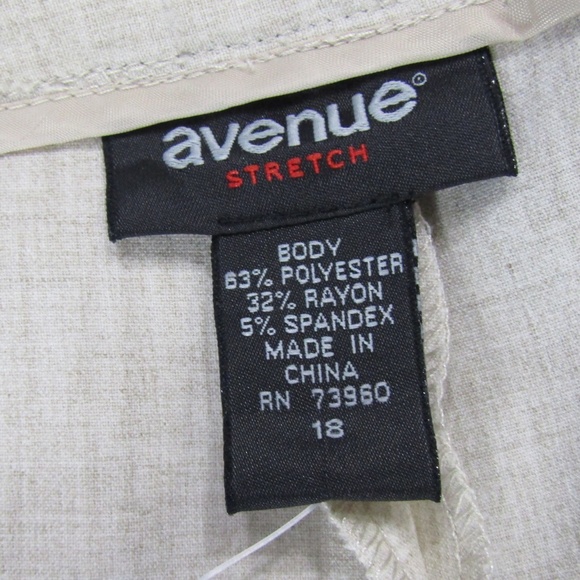 NEW Avenue Stretch Natural Fit Tan Dress Pants 18 - Picture 4 of 4